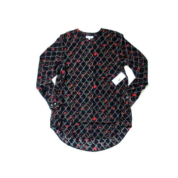 NWT Equipment Simon in Black Chain Link Floral Print Silk Button Down Shirt XS - Picture 1 of 7
